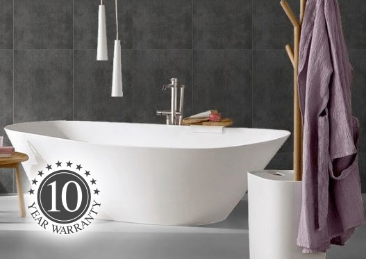 Bathroom fitted with grey waterproof wall panels